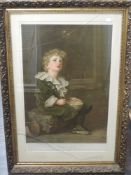 A print, after Millais Bubbles, 75 x 50cm, plus frame and glazed