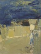 An oil painting, Mardi Barrie, abstract pensive, signed, paint fleck spots, 33 x 27cm, plus frame