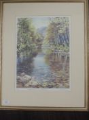 A Ltd Ed print, after, Judy Boyes, Reflections on the Derwent, 21/850, signed, 37 x 27cm, plus frame