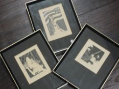 Three Ltd Ed prints/artist proofs, after Linda Wilston, inc nude study, 13 x 10cm, each plus frame