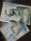 Three watercolours, Frank Bowman, coastal landscapes, signed, 46 x 58cm, 52 x 75cm, and 50 x 60cm,
