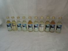 Ten Master of Malt Single Malt Whisky Miniatures, Askaig 13 year old, Balmenach 15 year old, Caol