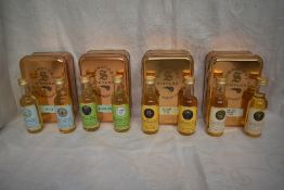 Four tin boxes of Signatory Miniature Scotch Whisky, each containing two 5cl bottles, Speyside