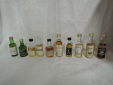 Ten Single Malt Whisky Distillery Bottling Miniatures, Glenshiel 40% vol, Cragganmore 12 year old