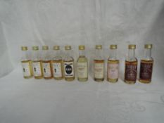 Ten Gordon & Macphail Scotch Whisky Miniatures, Dallas Dhu 1979 no age 40% vol, Dallas Dhu 10 year