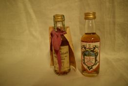Two Macallan Single Highland Malt Scotch Whisky Miniature, 20 Year old mini bottle club, 46% vol and