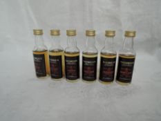 Six Cadenhead's Single Malt Whisky Miniatures, Mortlach 16 year old, Glenlossie-Glenlivet 18 year