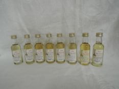 Eight James Mac Arthurs Single Malt Scotch Whisky Miniatures, Caol Ila 17 year old 1977 43% vol,