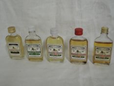 Five George & G Smith Glenlivet Single Malt Whisky Miniatures all in glass flask bottles, 8 year old