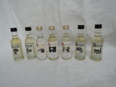 Seven Miniature bottles of Signatory Scottish Wildlife series Single Malt Whisky, Glenturret 14 year