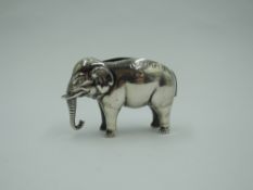 An Edwardian silver elephant pin cushion (missing cushion), Birmingham 1909, Adie & Lovekin Ltd