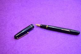 A Mabie Todd & Co Swan 3120 Self filler leverfill in dark blue, single band to cap, with Swan No1