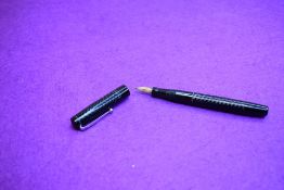 A Mabie Todd & Co Self filler leverfill fountain pen in black with chased design with Swan No1