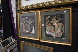 Two original paintings on silk in a Tibetan or Indian design