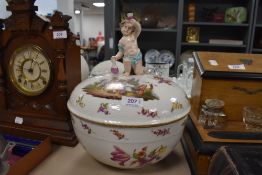 A 19th century KPM fruit bowl or lidded punch bowl having cherub to lid and hand painted classical