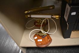 A pair of office or library brass style wall mounted lights