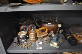 A selection of hardware including theodolite scope marked A.G Thornton