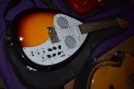 A Vox Apache Chinese made electric guitar, teardrop form, sunburst finish