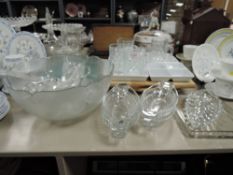 A selection of modern serving trays and party dishes including punch bowl