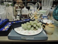 A mixed lot of ceramics and kitchen ware including Hornsea pottery preserve jar,Wedgwood platter and