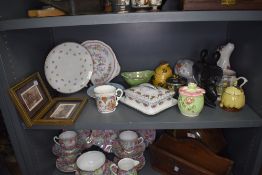 A selection of ceramics including porcelain sardine server