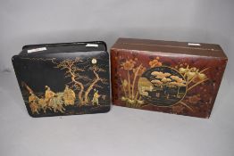 Two highly decorated Japan lacquer trinket or jewellery cases