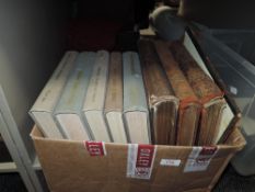 A box of vintage books including scientific instrument interest.