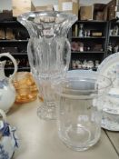 A substantial Shannon crystal vase and a similar smaller vase.