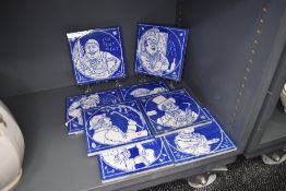 A set of eight Victorian tiles by Mintons from the Rustic Humors series one tile broken all others
