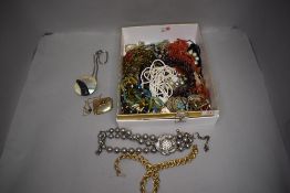 A small selection of costume jewellery necklaces etc