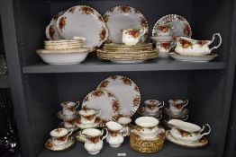 A large part tea and dinner service by Royal Albert in the Old Country Roses design