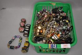 A large selection of costume jewellery bracelets