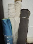 A selection of haberdashery and upholstery fabric rolls