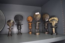 A selection of traditional African Ashanti Akuaba fertility figures carved from ethnic hard woods
