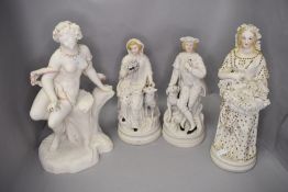 Four parian ware figures including large W Boynton Kirk figure