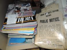 A selection of boating interest magazines and two railway fare tables dated 1917 and 1920 also a