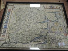 A vintage map print for Part of Suffolke