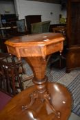 A 19th Century and later sewing table having inlaid top