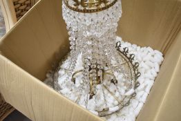 A vintage glass chandelier, of drop coronet design