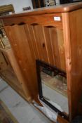 A modern stained pine adjustable bookcase, w 84cm