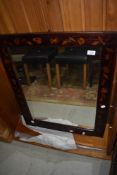 An early 20th century mahogany frame wall mirror, having floral inlay decoration, 62 x 75cm