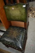 A modern quality reproduction Titchmarsh & Goodwin style dining chair having green leather effect