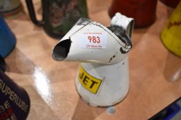 An advertising oil jug for Jet