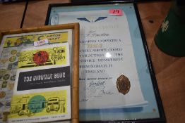 A BSA certificate and similar items