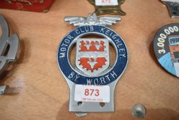 A motor club badge for Keighley by Worth