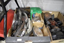 A selection of car headlights and rims