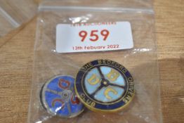 Two Bedford drivers club badges