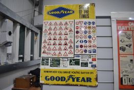 A tin plate advertising sign for Goodyear tyres