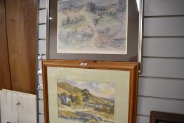 An original water colour and similar local interest Langdale print
