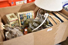 A selection of ceramics and decorations including collectable tins
